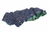 Sparkling Azurite Crystals on Fibrous Malachite - China #247730-1